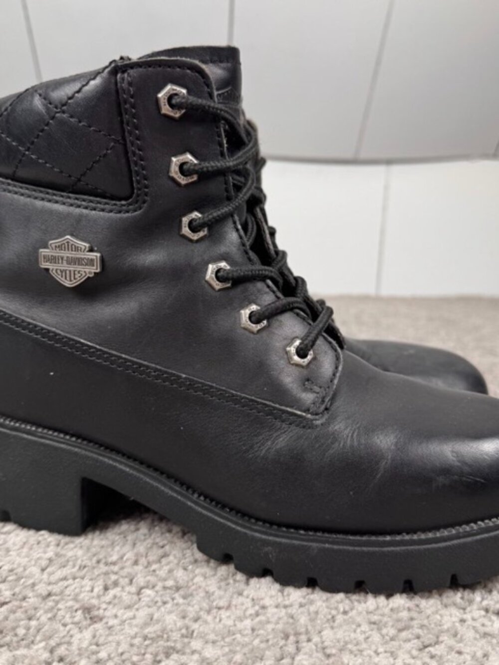 Harley-Davidson Women's Black Leather Boots Size 9 Cruise Control 82034 Y2K